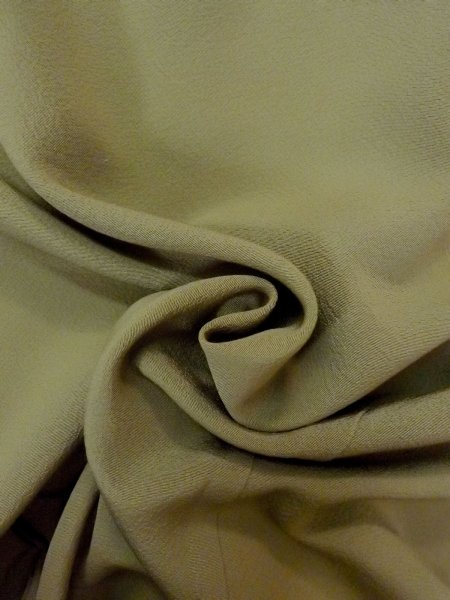 Photo12: O0117G Vintage Japanese kimono  Grayish Green IROMUJI plain colored for women / Silk.    (Grade C) (12)