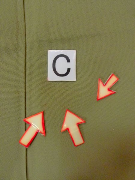 Photo17: O0117G Vintage Japanese kimono  Grayish Green IROMUJI plain colored for women / Silk.    (Grade C) (17)