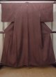 Photo1: O0117H Vintage Japanese kimono   Brown IROMUJI plain colored for women / Silk.    (Grade B) (1)