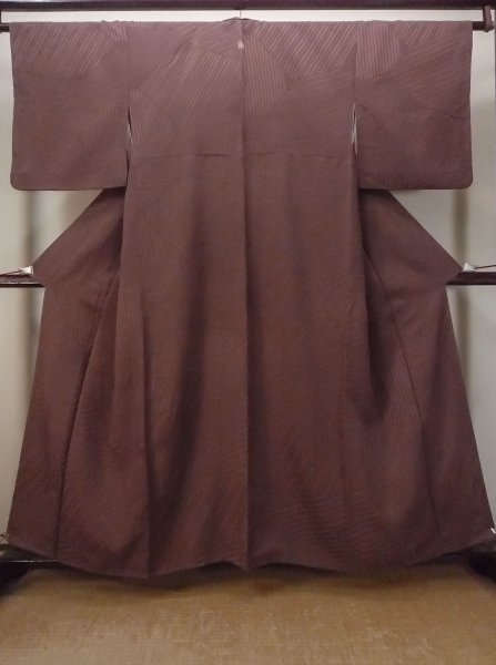 Photo1: O0117H Vintage Japanese kimono   Brown IROMUJI plain colored for women / Silk.    (Grade B) (1)