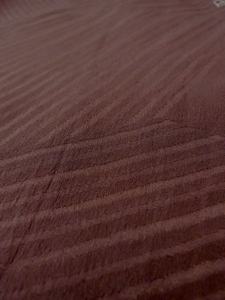 Photo9: O0117H Vintage Japanese kimono   Brown IROMUJI plain colored for women / Silk.    (Grade B) (9)