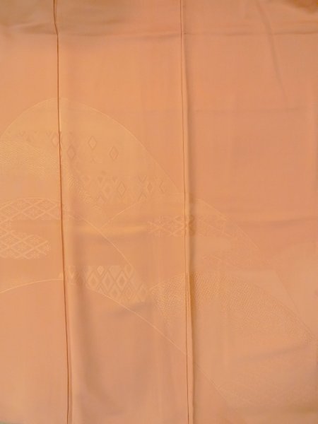 Photo3: O0117I Vintage Japanese kimono   Golden Yellow IROMUJI plain colored for women / Silk.  Based woven pattern: Dapple pattern  (Grade C) (3)