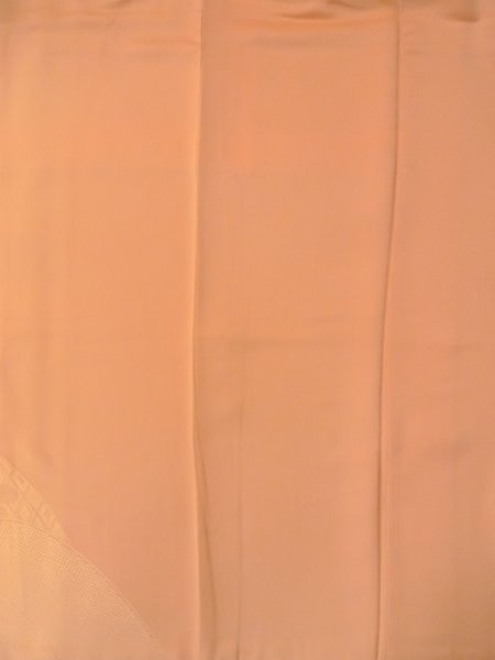 Photo4: O0117I Vintage Japanese kimono   Golden Yellow IROMUJI plain colored for women / Silk.  Based woven pattern: Dapple pattern  (Grade C) (4)