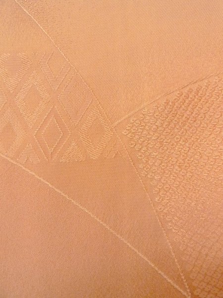 Photo6: O0117I Vintage Japanese kimono   Golden Yellow IROMUJI plain colored for women / Silk.  Based woven pattern: Dapple pattern  (Grade C) (6)