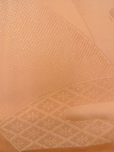 Photo7: O0117I Vintage Japanese kimono   Golden Yellow IROMUJI plain colored for women / Silk.  Based woven pattern: Dapple pattern  (Grade C) (7)