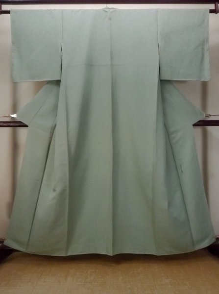 Photo1: Mint O0117J Vintage Japanese kimono  Pale Green IROMUJI plain colored for women / Silk.    (Grade A) (1)