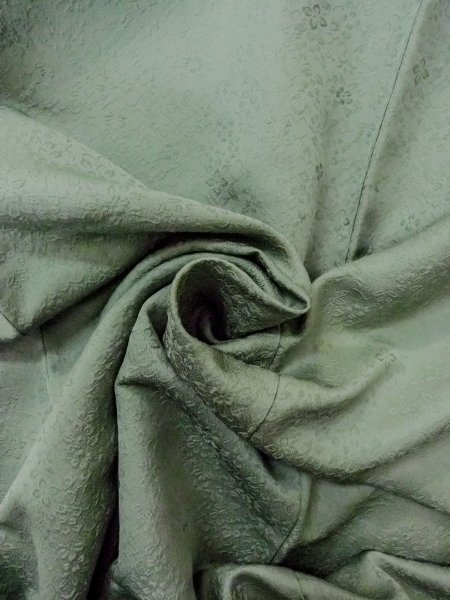 Photo14: Mint O0117J Vintage Japanese kimono  Pale Green IROMUJI plain colored for women / Silk.    (Grade A) (14)