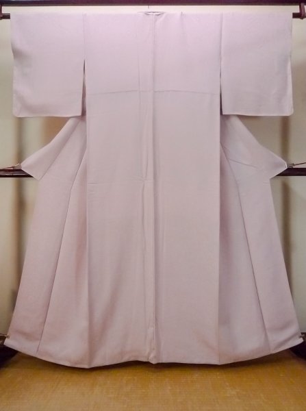 Photo1: O0117K Vintage Japanese kimono  Pale Wisteria IROMUJI plain colored for women / Silk.    (Grade C) (1)