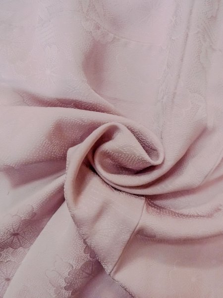 Photo12: O0117K Vintage Japanese kimono  Pale Wisteria IROMUJI plain colored for women / Silk.    (Grade C) (12)