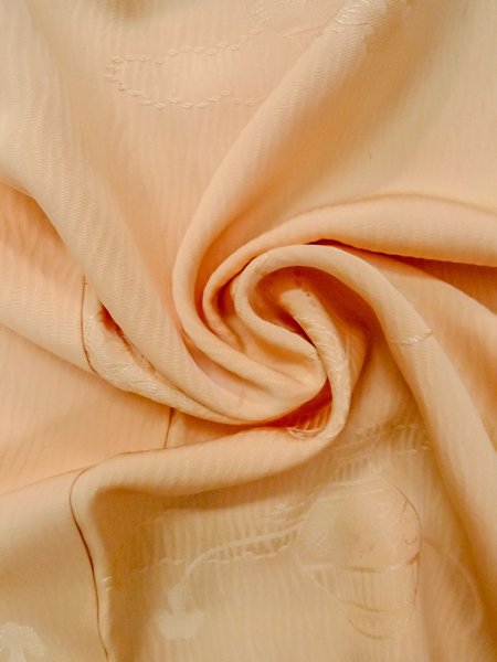 Photo11: O0117M Vintage Japanese kimono Light  Orange IROMUJI plain colored for women / Silk.  Based woven pattern: Mirror  (Grade B) (11)