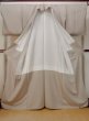 Photo2: O0117O Vintage Japanese kimono Pale Brownish Gray IROMUJI plain colored for women / Silk.    (Grade B) (2)