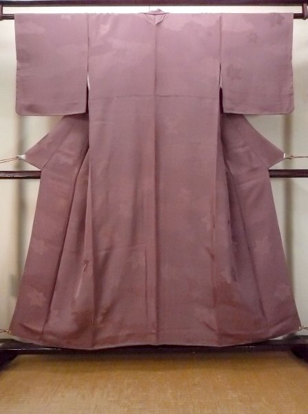 Photo1: O0117P Vintage Japanese kimono  Grayish Purple IROMUJI plain colored for women / Silk.    (Grade B) (1)