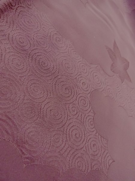 Photo9: O0117P Vintage Japanese kimono  Grayish Purple IROMUJI plain colored for women / Silk.    (Grade B) (9)