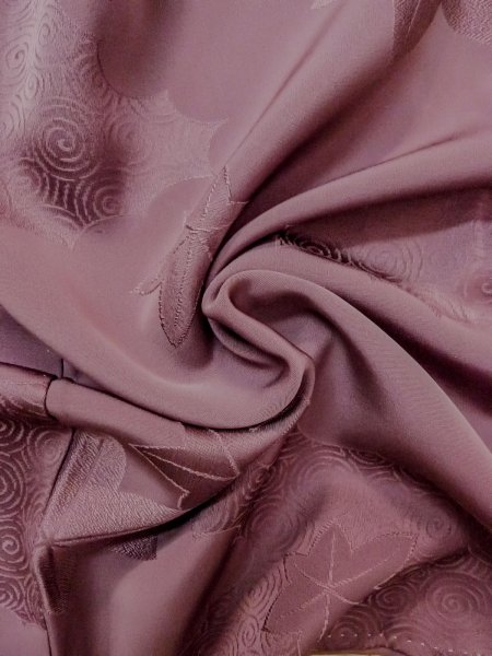 Photo11: O0117P Vintage Japanese kimono  Grayish Purple IROMUJI plain colored for women / Silk.    (Grade B) (11)