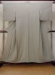 Photo1: O0117Q Vintage Japanese kimono  Light Gray IROMUJI plain colored for women / Silk.    (Grade B) (1)