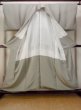Photo2: O0117Q Vintage Japanese kimono  Light Gray IROMUJI plain colored for women / Silk.    (Grade B) (2)