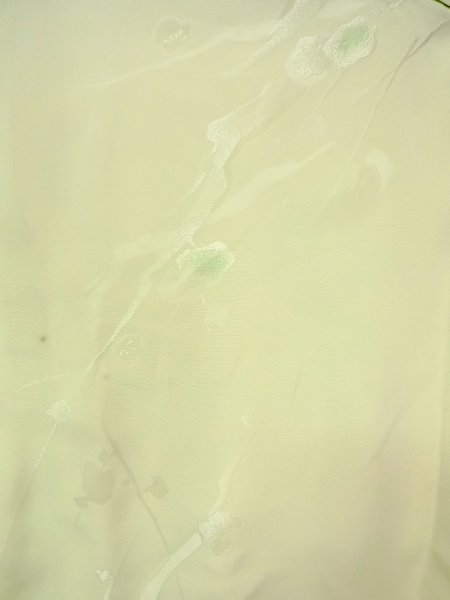 Photo3: O0117R Vintage Japanese kimono  Light Yellowish Green KOMON dyed for women / Silk.    (Grade B) (3)