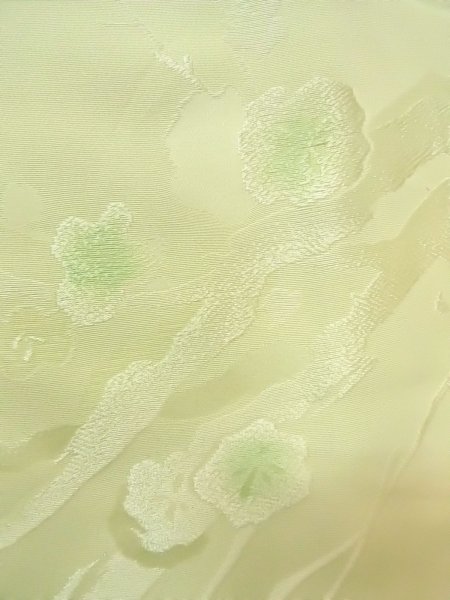 Photo5: O0117R Vintage Japanese kimono  Light Yellowish Green KOMON dyed for women / Silk.    (Grade B) (5)