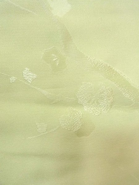 Photo6: O0117R Vintage Japanese kimono  Light Yellowish Green KOMON dyed for women / Silk.    (Grade B) (6)
