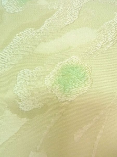 Photo7: O0117R Vintage Japanese kimono  Light Yellowish Green KOMON dyed for women / Silk.    (Grade B) (7)