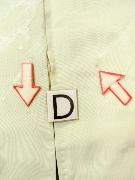 Photo17: O0117R Vintage Japanese kimono  Light Yellowish Green KOMON dyed for women / Silk.    (Grade B) (17)