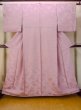 Photo1: O0117S Vintage Japanese kimono Pale Purplish Pink KOMON dyed for women / Silk.    (Grade B) (1)