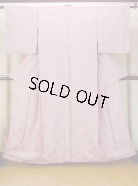 Photo1: O0117S Vintage Japanese kimono Pale Purplish Pink KOMON dyed for women / Silk.    (Grade B) (1)