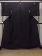 Photo1: O0117U Vintage Japanese kimono   Black MONTSUKI crests for women / Silk.    (Grade D) (1)
