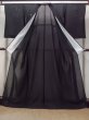 Photo2: Mint O0117Y Vintage Japanese kimono   Black MONTSUKI crests for women / Silk.    (Grade A) (2)