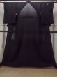 Photo1: O0118A Vintage Japanese kimono   Black MONTSUKI crests for women / Silk.    (Grade B) (1)