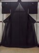 Photo1: O0118D Vintage Japanese kimono   Black MONTSUKI crests for women / Silk.    (Grade B) (1)