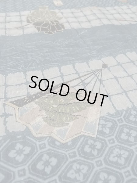 Photo8: O0124A Vintage Japanese kimono   Indigo Blue Men's Juban for men / Wool. Pine tree/branch/needle,   (Grade D) (8)