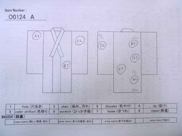 Photo13: O0124A Vintage Japanese kimono   Indigo Blue Men's Juban for men / Wool. Pine tree/branch/needle,   (Grade D) (13)