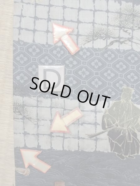 Photo17: O0124A Vintage Japanese kimono   Indigo Blue Men's Juban for men / Wool. Pine tree/branch/needle,   (Grade D) (17)