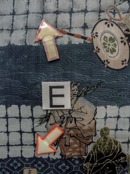 Photo18: O0124A Vintage Japanese kimono   Indigo Blue Men's Juban for men / Wool. Pine tree/branch/needle,   (Grade D) (18)