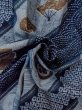 Photo11: O0124B Vintage Japanese kimono   Indigo Blue Men's Juban for men / Wool. Wave, Crest pattern  (Grade D) (11)