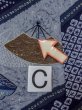 Photo15: O0124B Vintage Japanese kimono   Indigo Blue Men's Juban for men / Wool. Wave, Crest pattern  (Grade D) (15)
