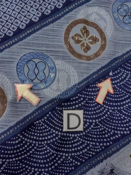 Photo16: O0124B Vintage Japanese kimono   Indigo Blue Men's Juban for men / Wool. Wave, Crest pattern  (Grade D) (16)