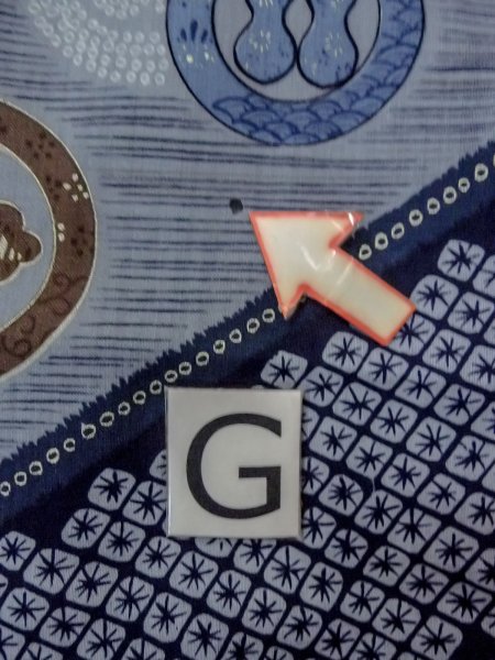 Photo19: O0124B Vintage Japanese kimono   Indigo Blue Men's Juban for men / Wool. Wave, Crest pattern  (Grade D) (19)