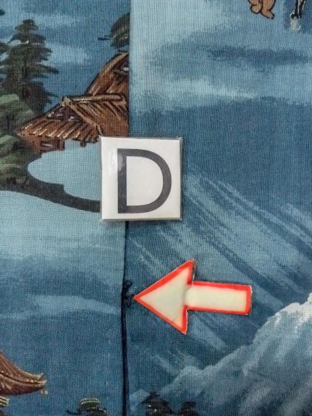 Photo17: O0124C Vintage Japanese kimono   Light Blue Men's Juban for men / Wool. Pine tree/branch/needle,   (Grade C) (17)