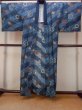 Photo1: O0124E Vintage Japanese kimono   Indigo Blue Men's Juban for men / Wool. Dot, Allow feathers pattern  (Grade B) (1)