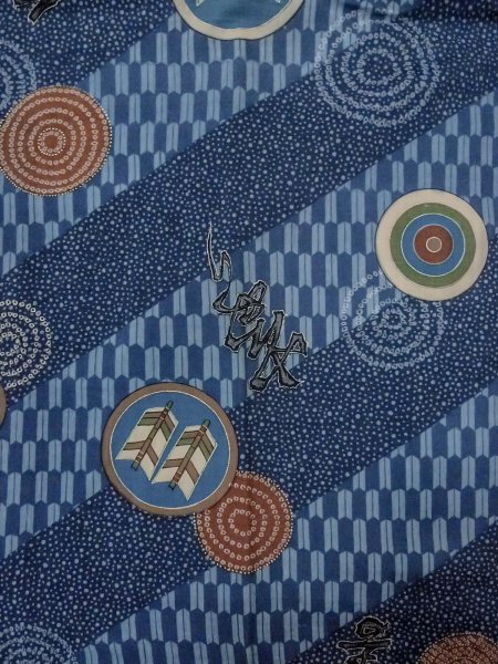 Photo3: O0124E Vintage Japanese kimono   Indigo Blue Men's Juban for men / Wool. Dot, Allow feathers pattern  (Grade B) (3)