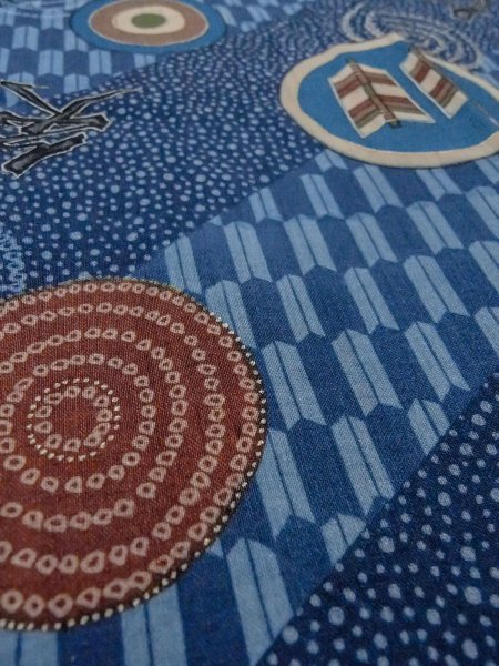 Photo10: O0124E Vintage Japanese kimono   Indigo Blue Men's Juban for men / Wool. Dot, Allow feathers pattern  (Grade B) (10)