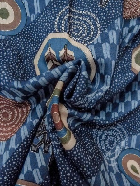 Photo11: O0124E Vintage Japanese kimono   Indigo Blue Men's Juban for men / Wool. Dot, Allow feathers pattern  (Grade B) (11)