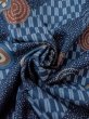 Photo12: O0124E Vintage Japanese kimono   Indigo Blue Men's Juban for men / Wool. Dot, Allow feathers pattern  (Grade B) (12)