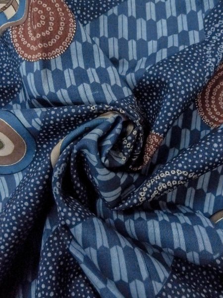 Photo12: O0124E Vintage Japanese kimono   Indigo Blue Men's Juban for men / Wool. Dot, Allow feathers pattern  (Grade B) (12)