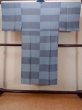 Photo2: O0124F Vintage Japanese kimono   Gray Men's Juban for men / Silk. Plaid Checks   (Grade B) (2)