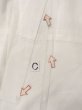 Photo16: O0124G Vintage Japanese kimono   Off White JUBAN undergarment for women / Linen. Leaf Pink pattern  (Grade C) (16)