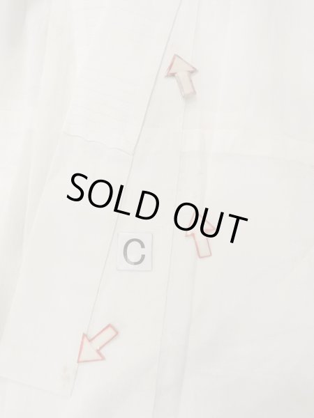 Photo16: O0124G Vintage Japanese kimono   Off White JUBAN undergarment for women / Linen. Leaf Pink pattern  (Grade C) (16)