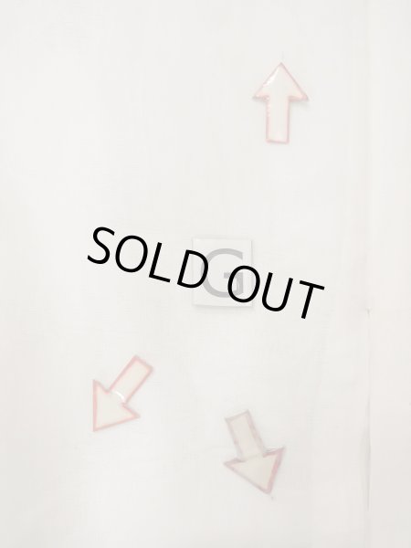 Photo20: O0124G Vintage Japanese kimono   Off White JUBAN undergarment for women / Linen. Leaf Pink pattern  (Grade C) (20)